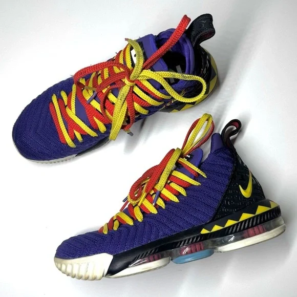 Nike Men’s Lebron XVI 16 MARTIN Court Purple Yellow CI1520-500 Size- 9